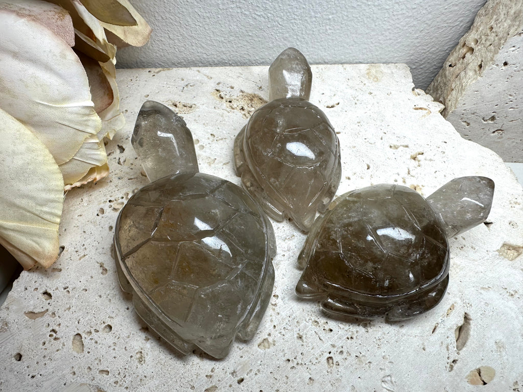 Smokey Turtle Carvings Three Sizes