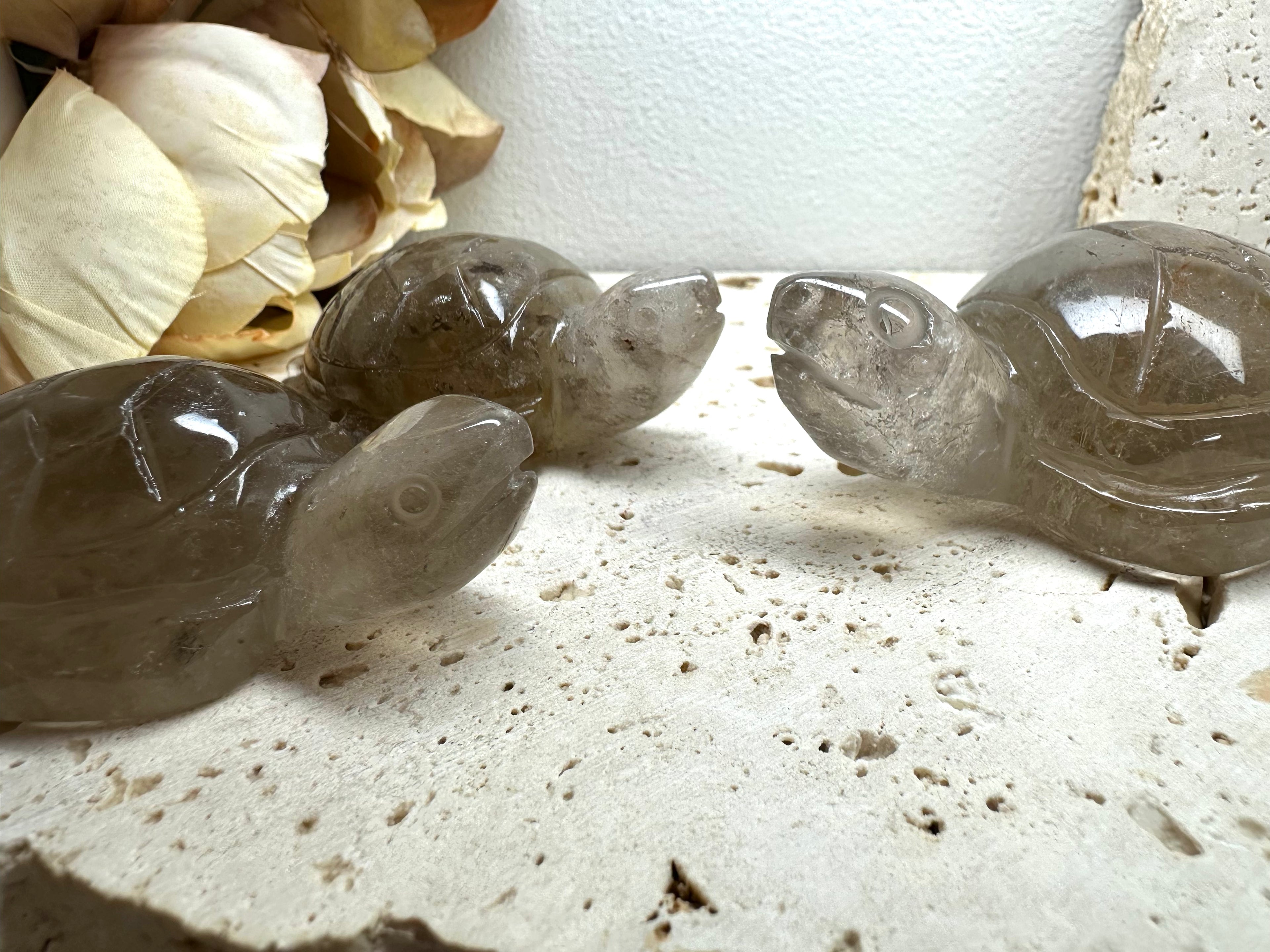 Smokey Turtle Carvings Three Sizes