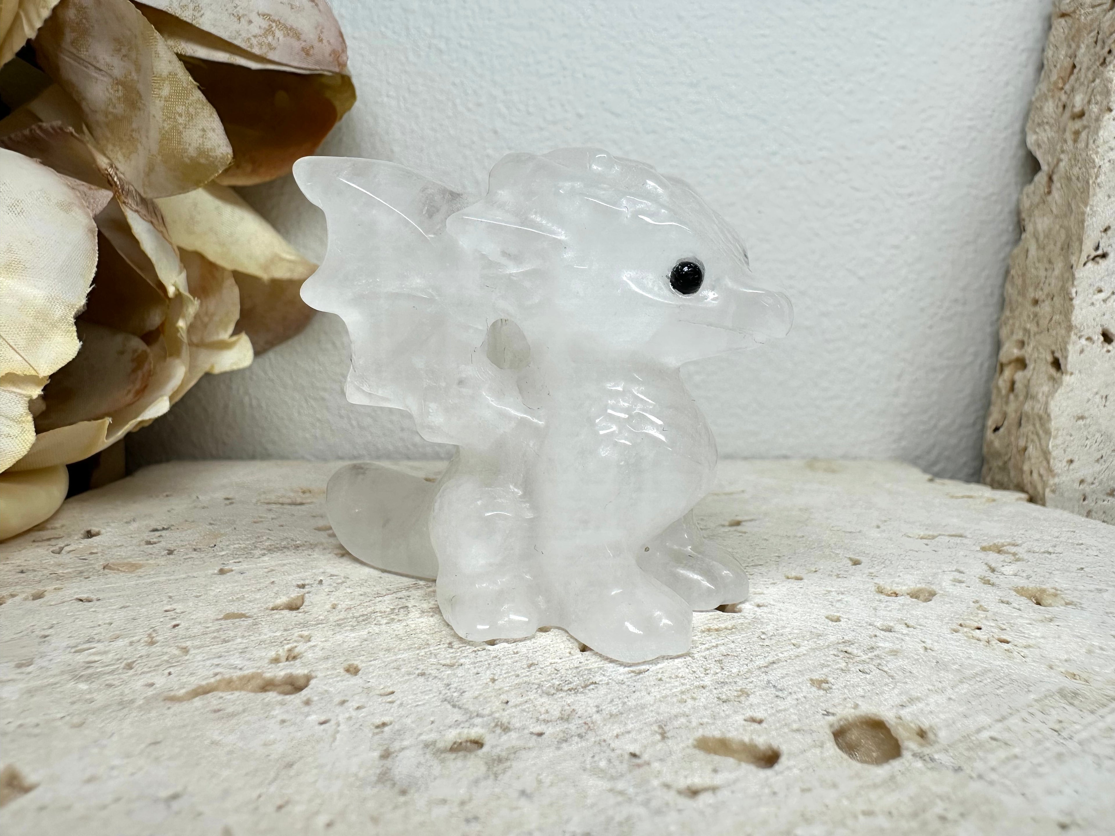 Clear Quartz Flying Dragon Carving