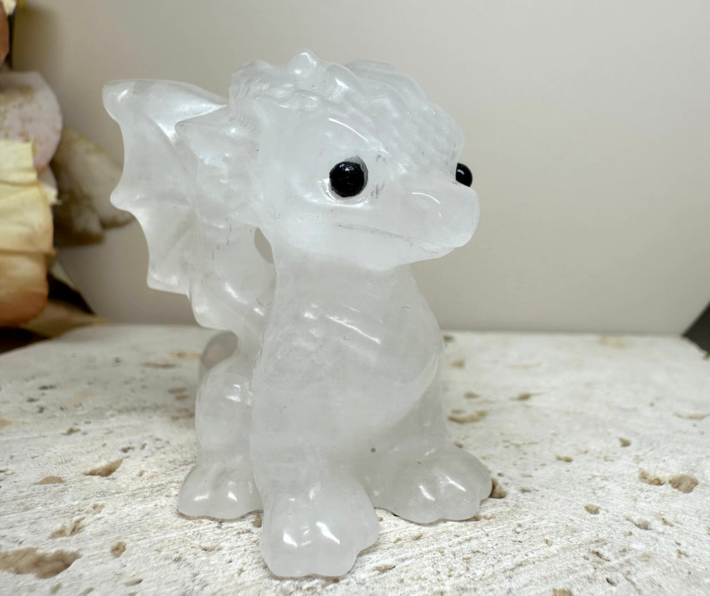 Clear Quartz Flying Dragon Carving