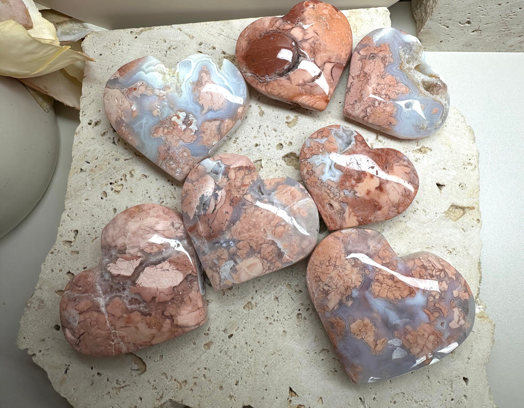 Pink Agate Hearts