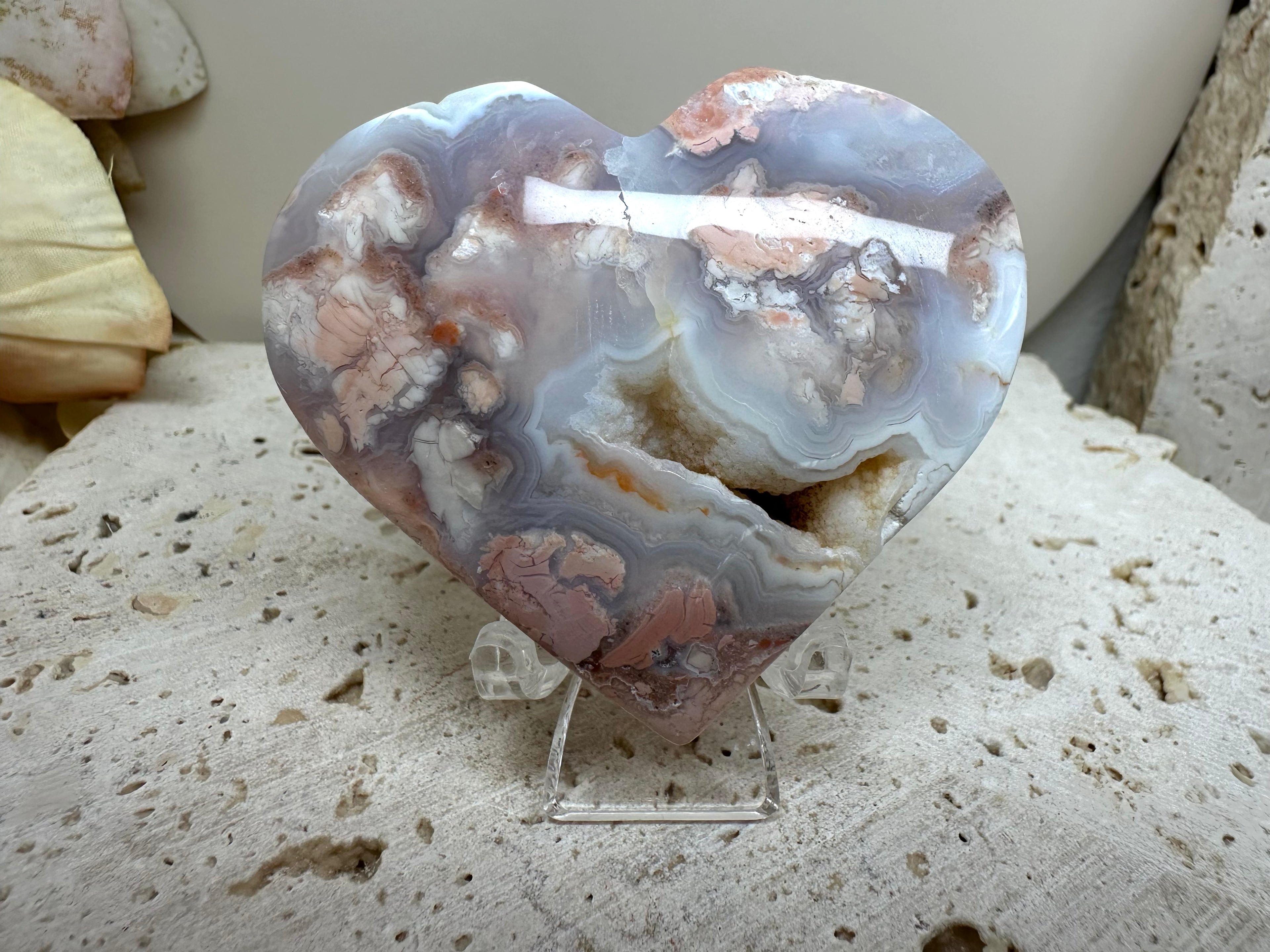 Pink Agate Hearts