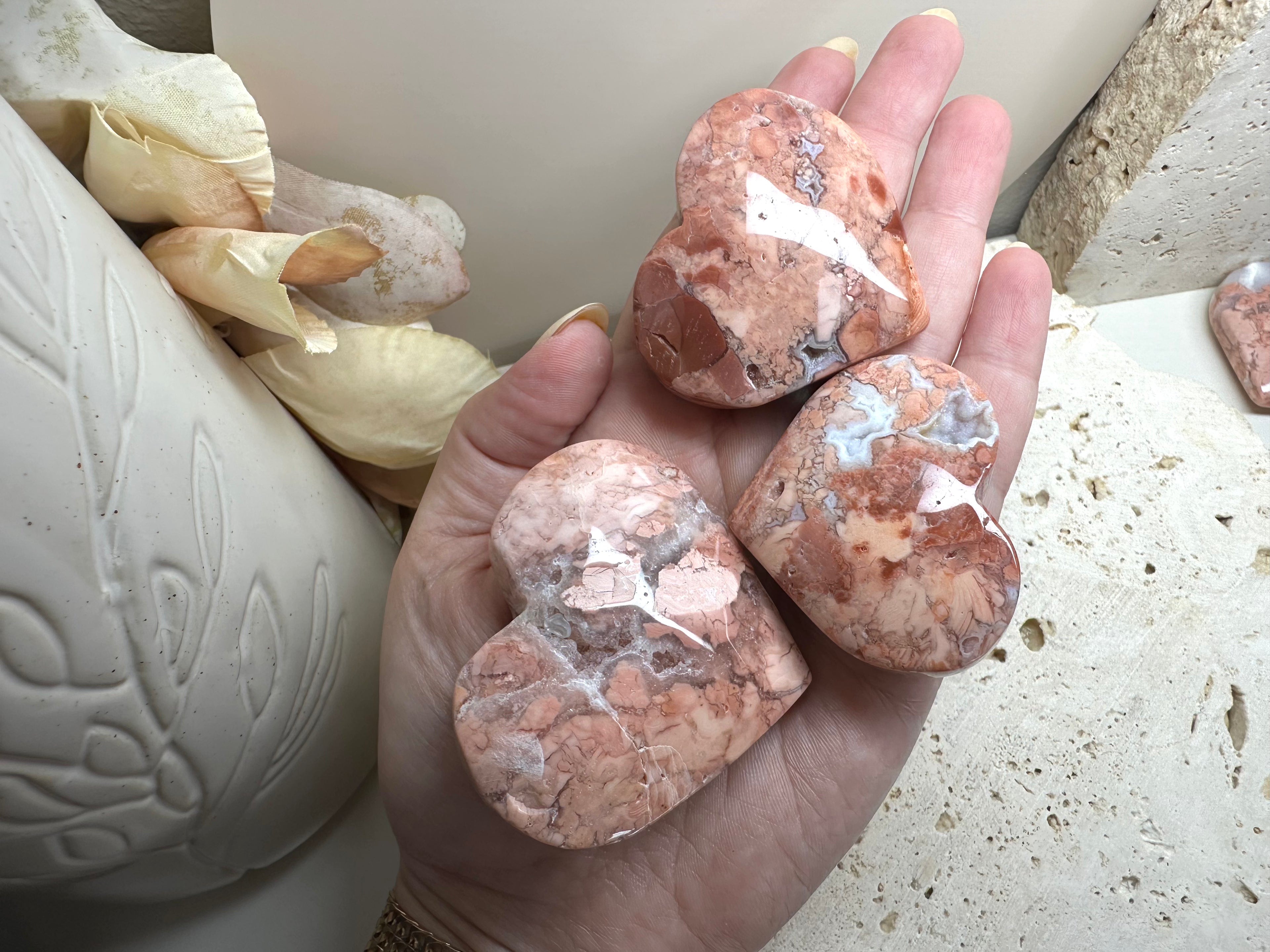 Pink Agate Hearts
