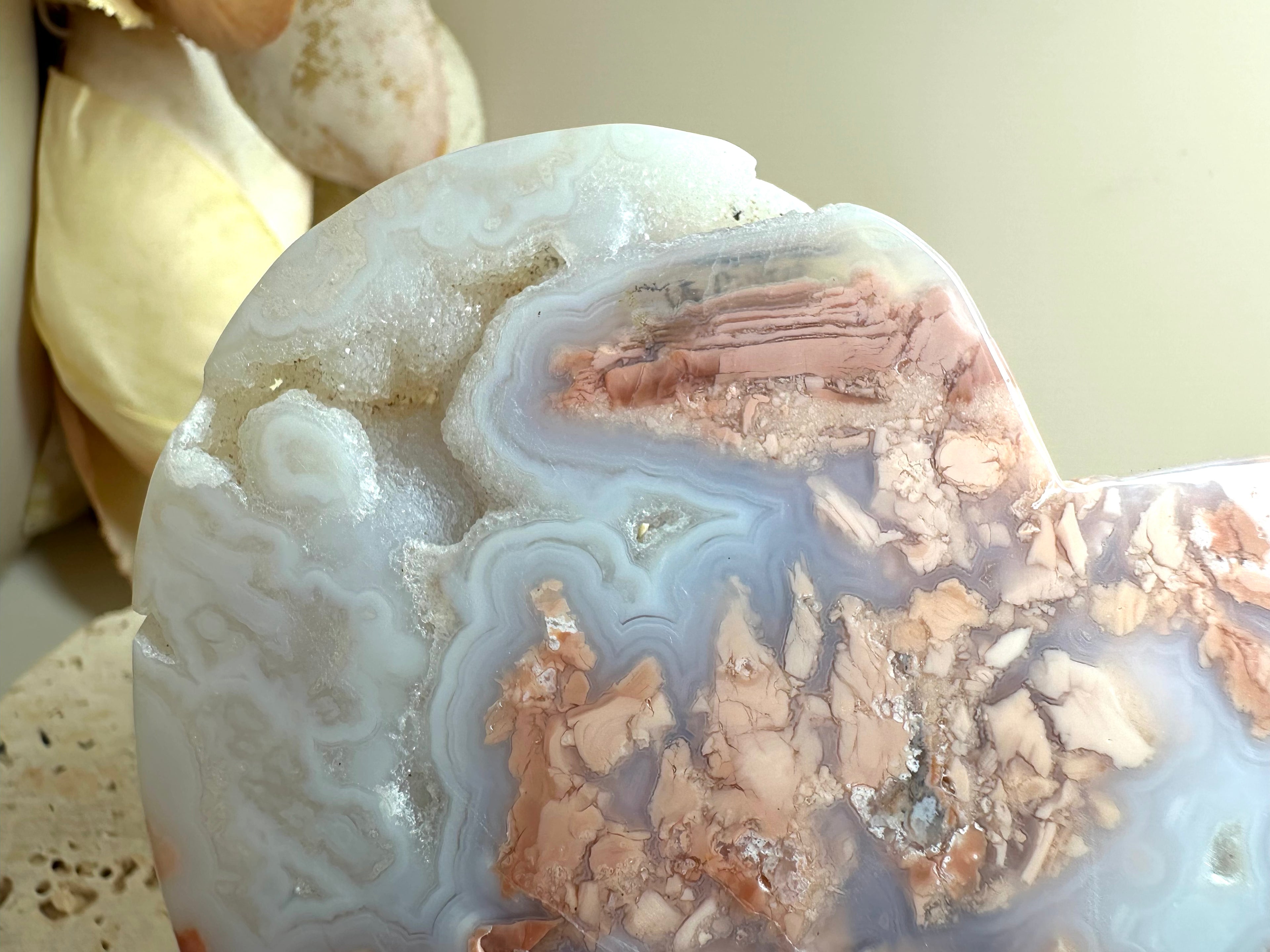Large Pink Agate Heart 9.5cm