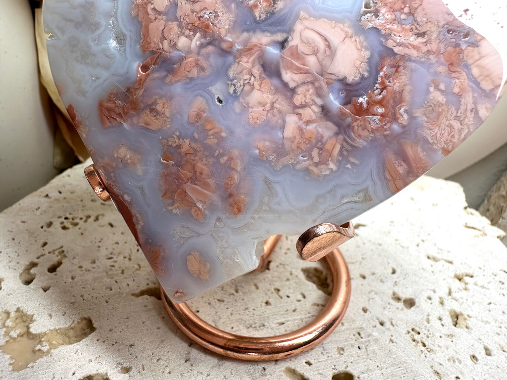 Large Pink Agate Heart 9.5cm