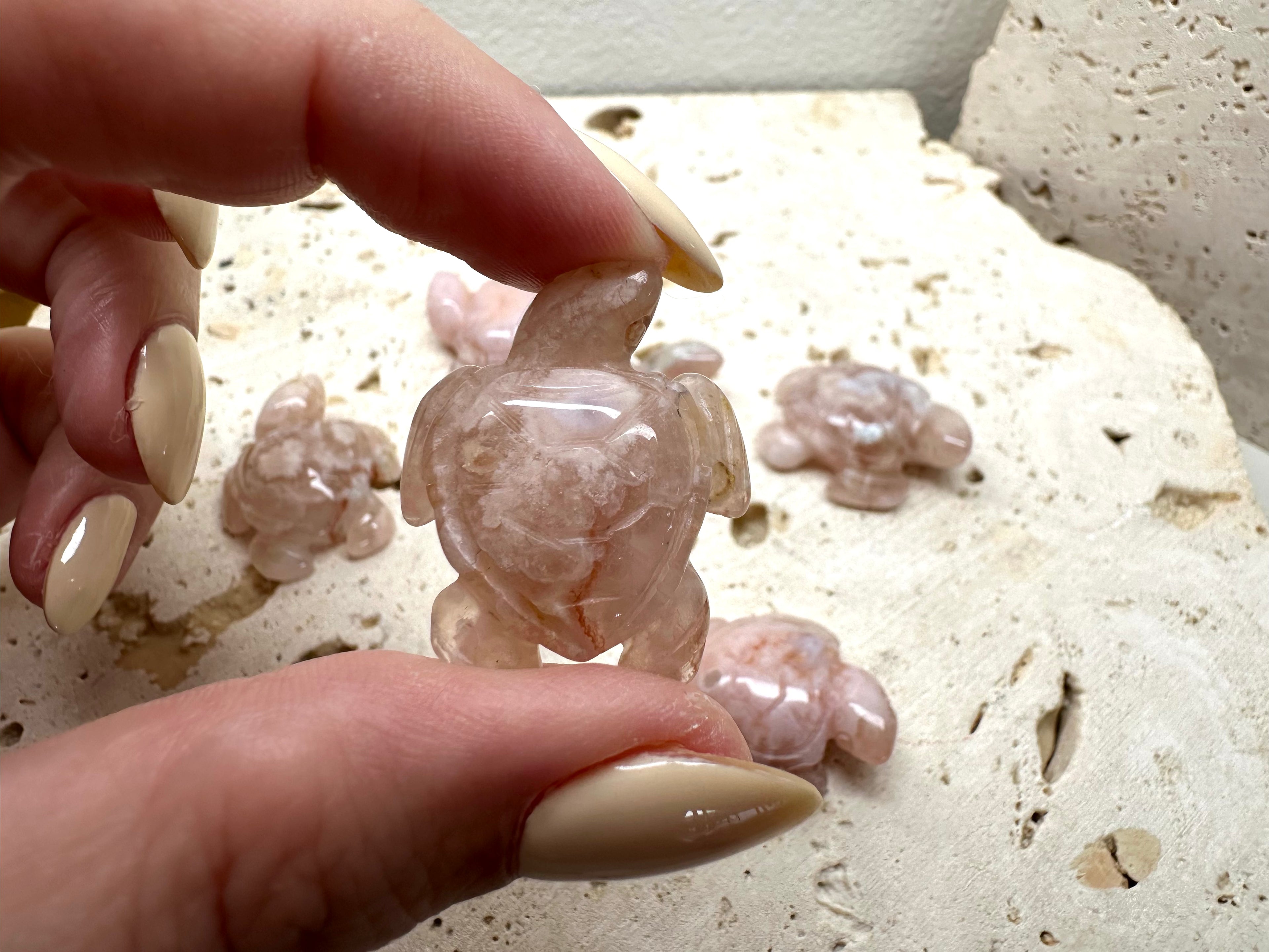 Mini Flower Agate Turtle 2x3 cm