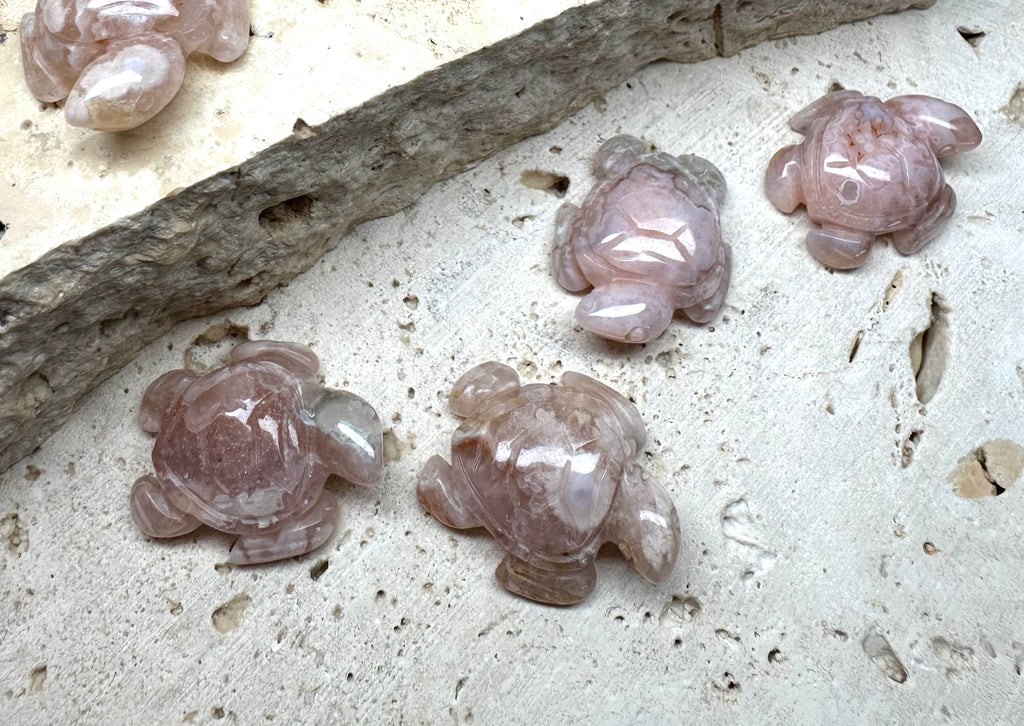 Mini Flower Agate Turtle 2x3 cm