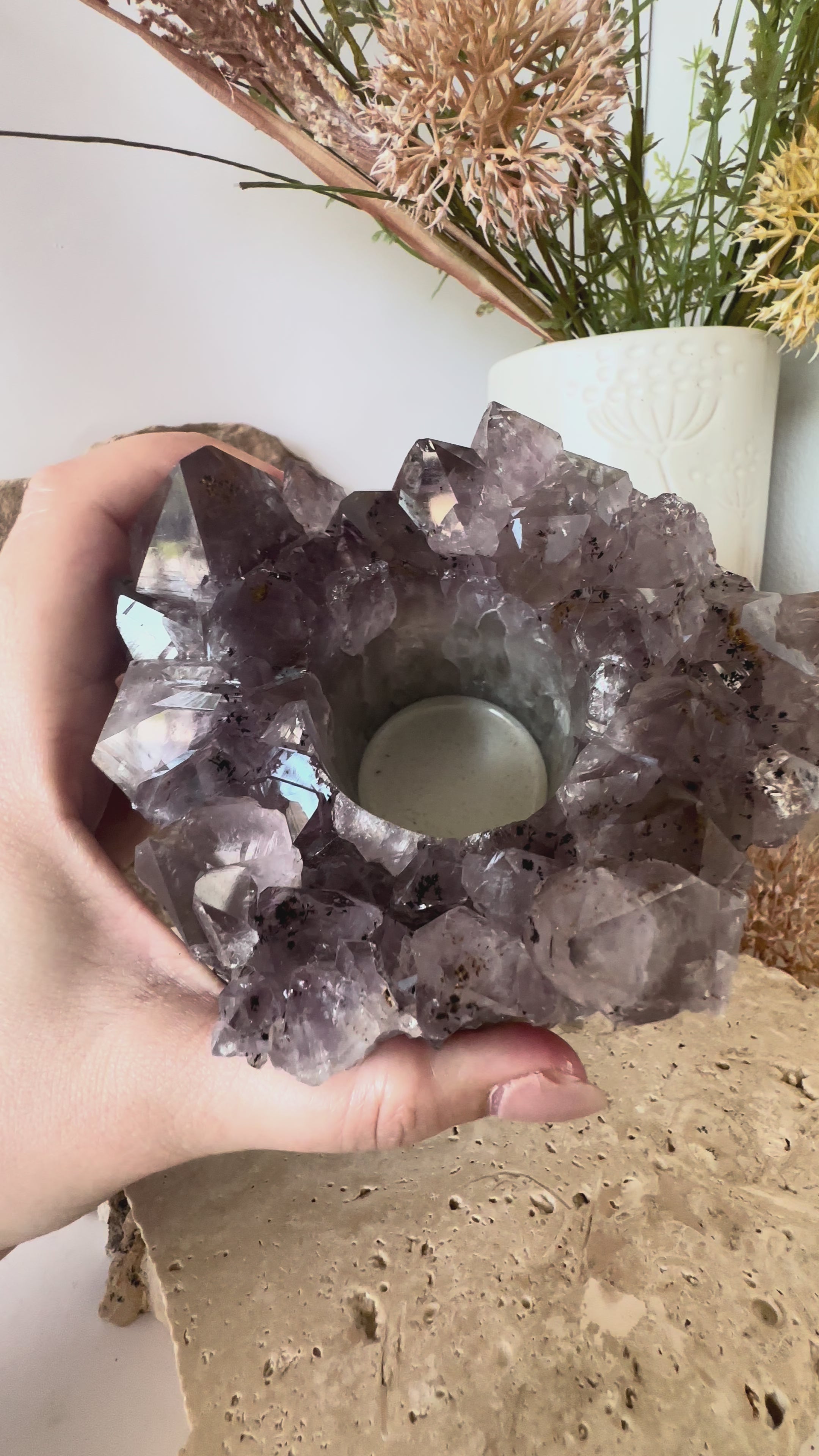 Amethyst Tea Light Candle Holder 12cm